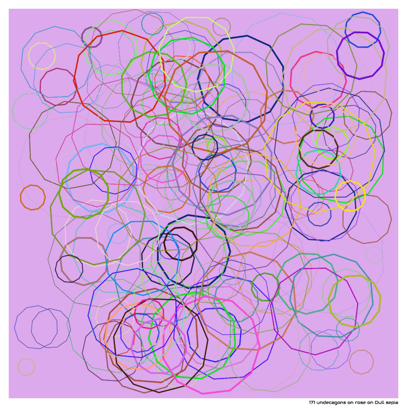 171 undecagons on rose on Dull sepia