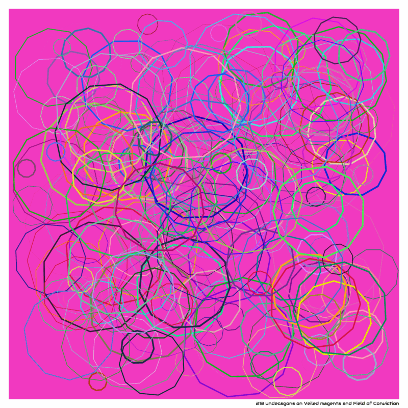 213 undecagons on Veiled magenta and Field of Conviction