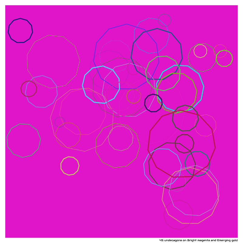 45 undecagons on Bright magenta and Emerging gold