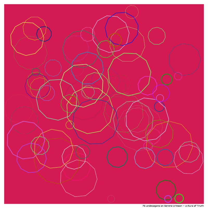 75 undecagons on Serene crimson — a Aura of Truth
