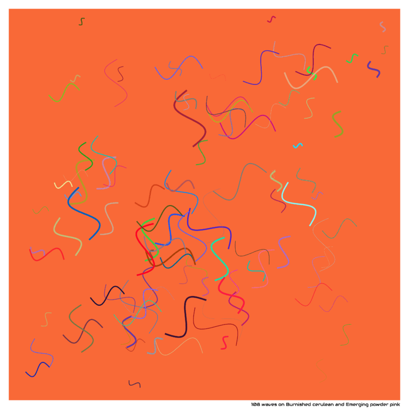 108 waves on Burnished cerulean and Emerging powder pink