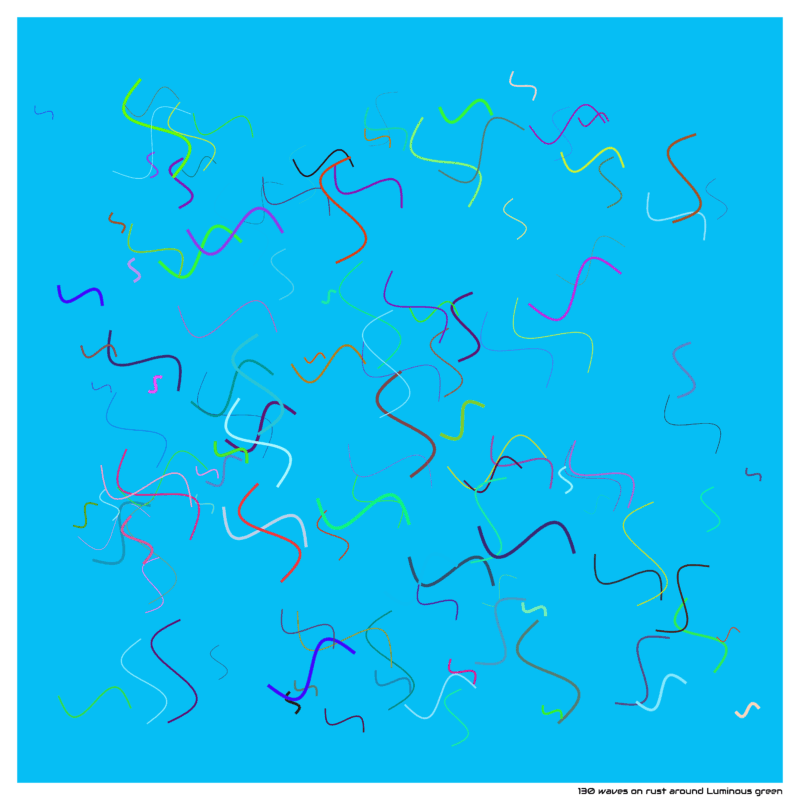 130 waves on rust around Luminous green