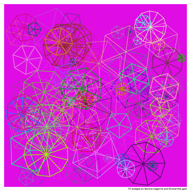 117 wedges on Serene magenta and Enchanted gold