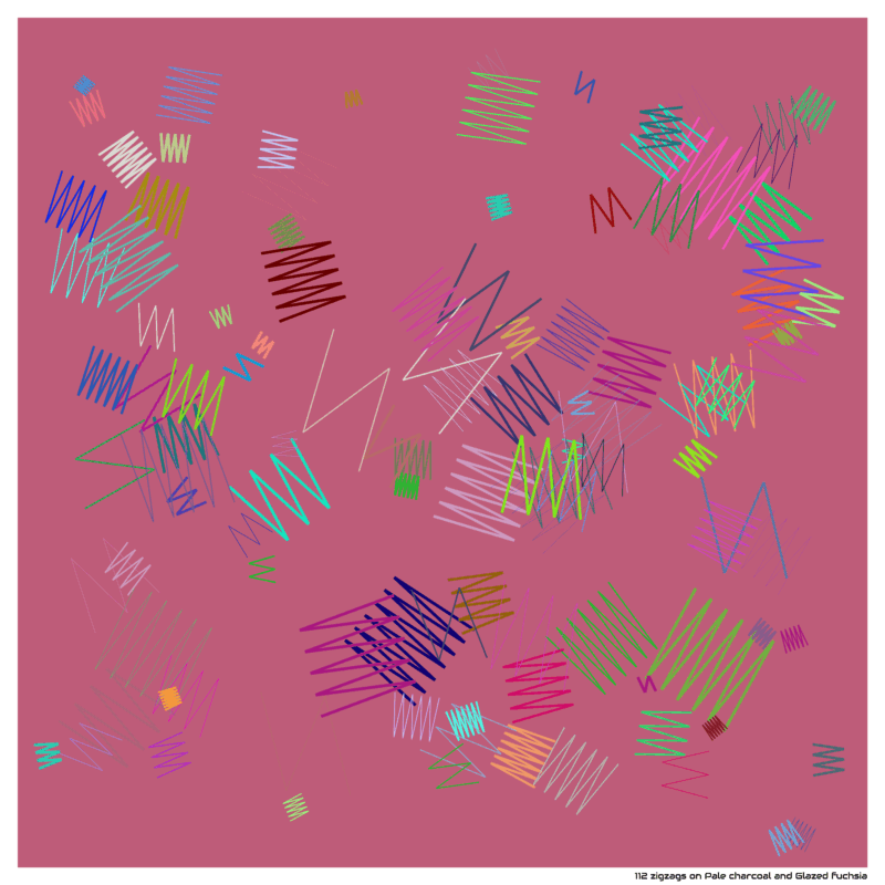 112 zigzags on Pale charcoal and Glazed fuchsia