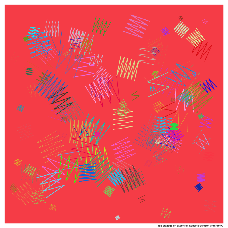 133 zigzags on Bloom of Echoing crimson and honey