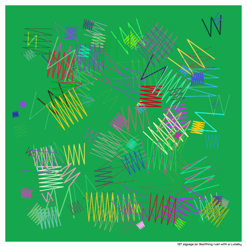 137 zigzags on Soothing rust with a Lullaby