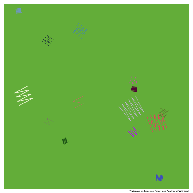 14 zigzags on Emerging forest and Feather of Whirlpool