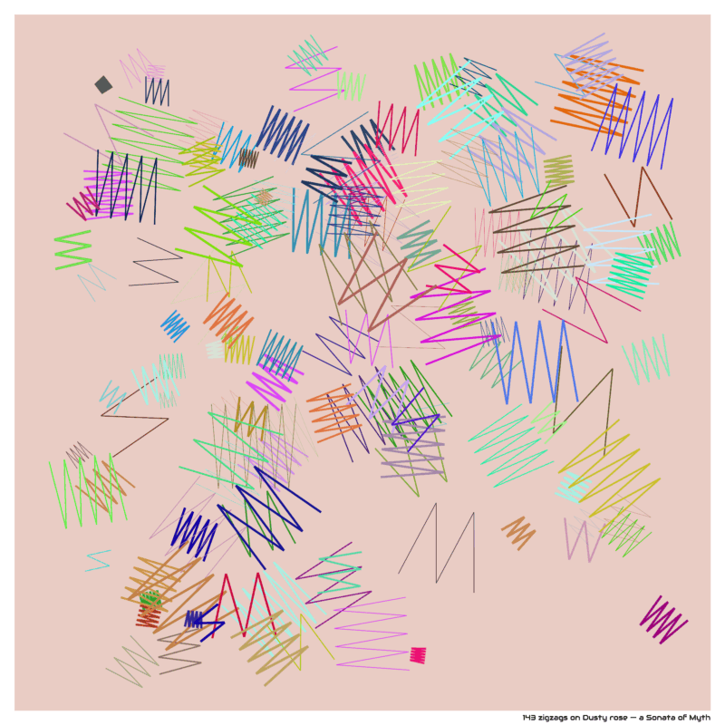143 zigzags on Dusty rose — a Sonata of Myth