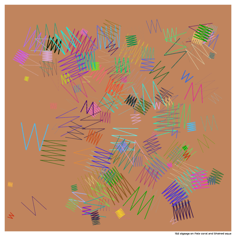 152 zigzags on Pale coral and Stained aqua