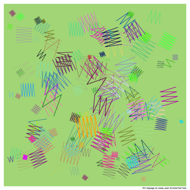 154 zigzags on moss upon Enchanted teal