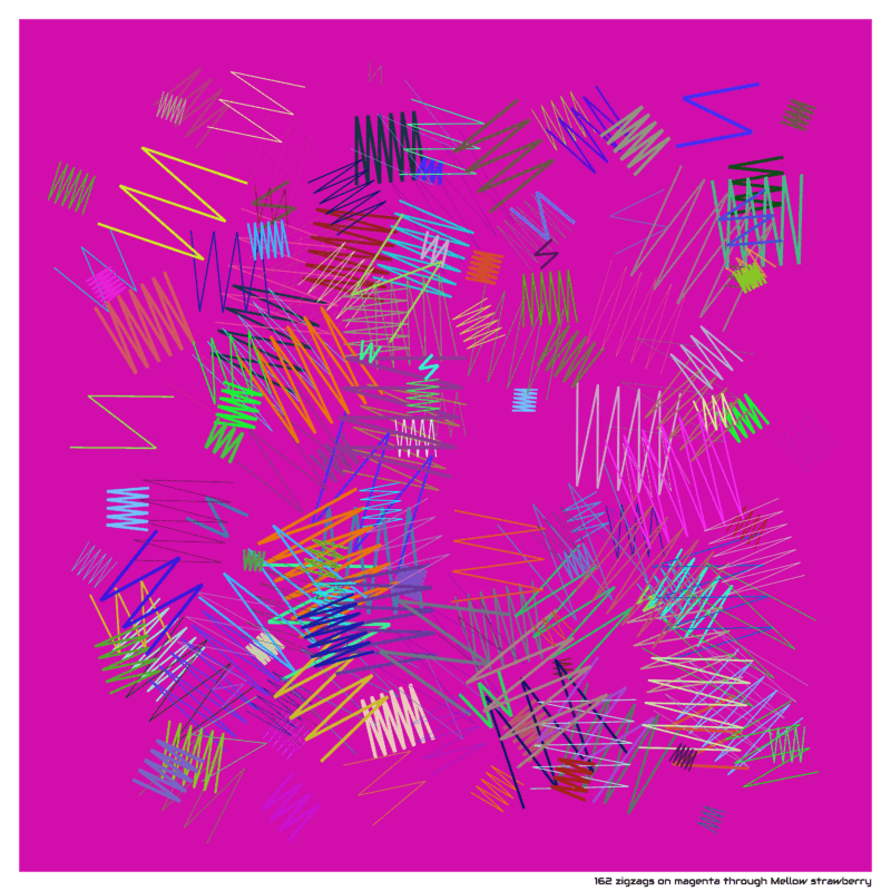 162 zigzags on magenta through Mellow strawberry