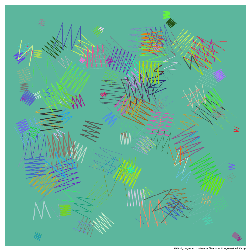 163 zigzags on Luminous flax — a Fragment of Drop