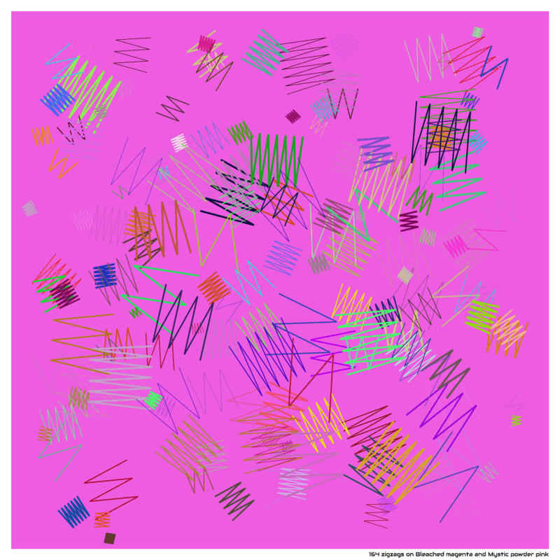 164 zigzags on Bleached magenta and Mystic powder pink
