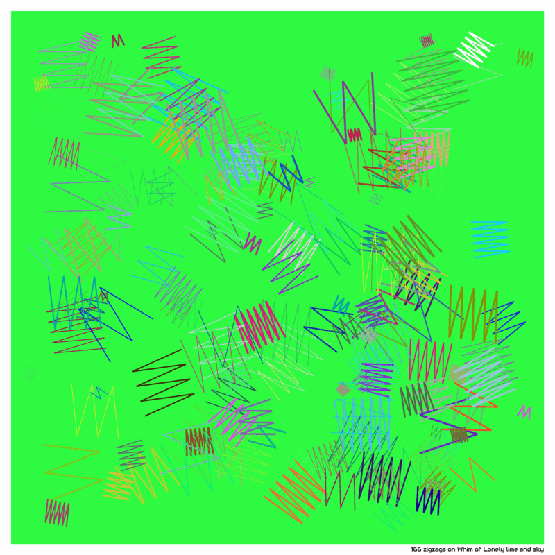 166 zigzags on Whim of Lonely lime and sky