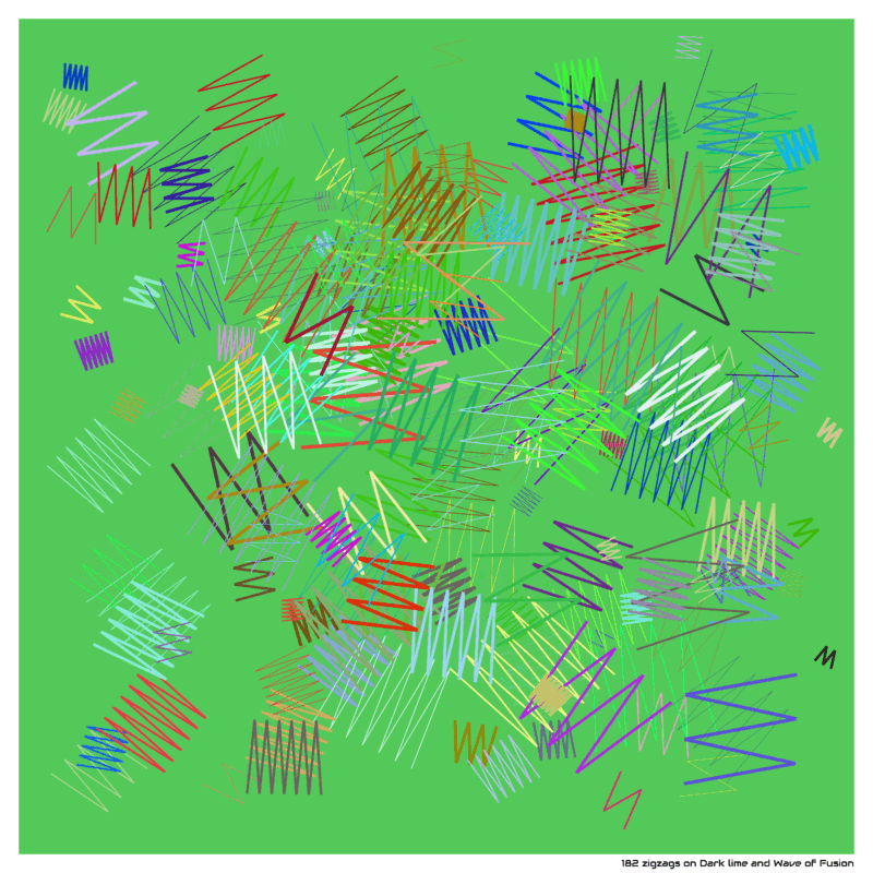 182 zigzags on Dark lime and Wave of Fusion