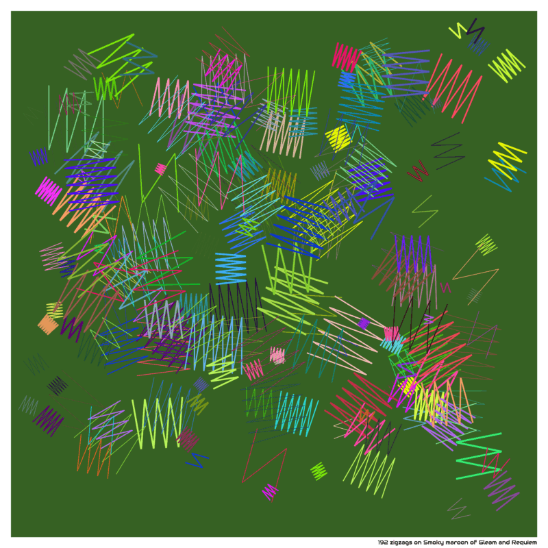 192 zigzags on Smoky maroon of Gleam and Requiem