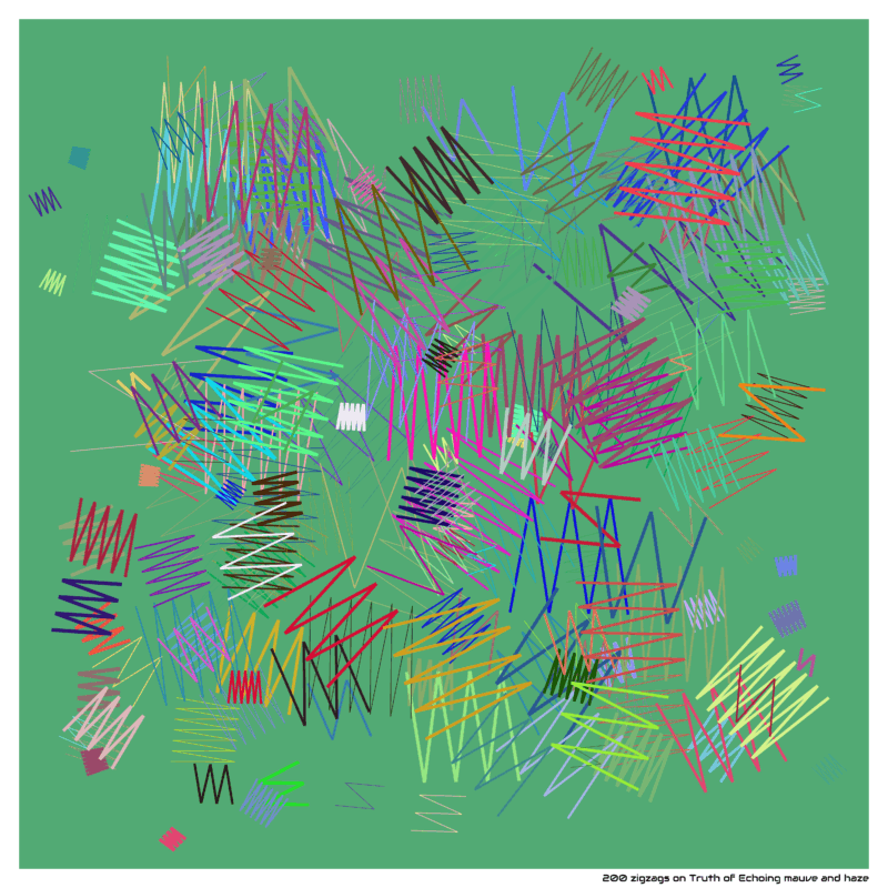 200 zigzags on Truth of Echoing mauve and haze