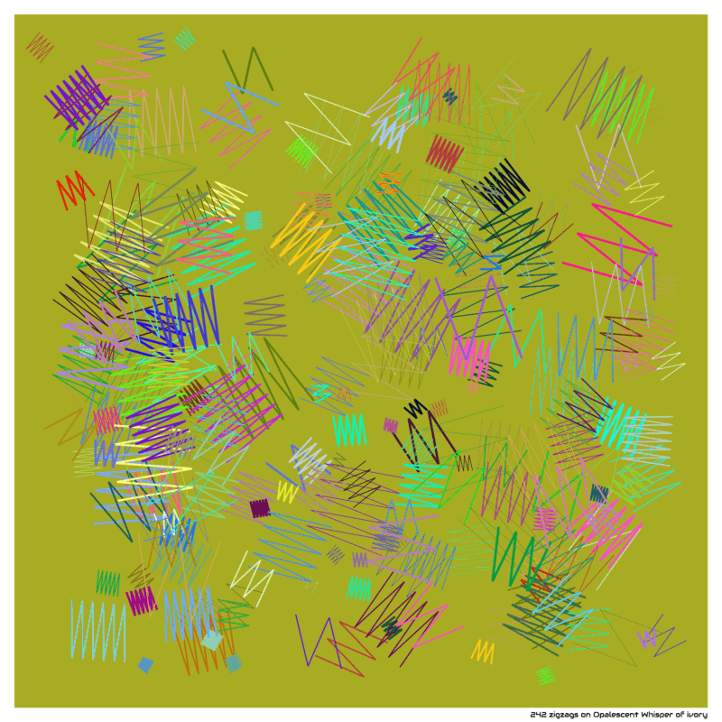 242 zigzags on Opalescent Whisper of ivory