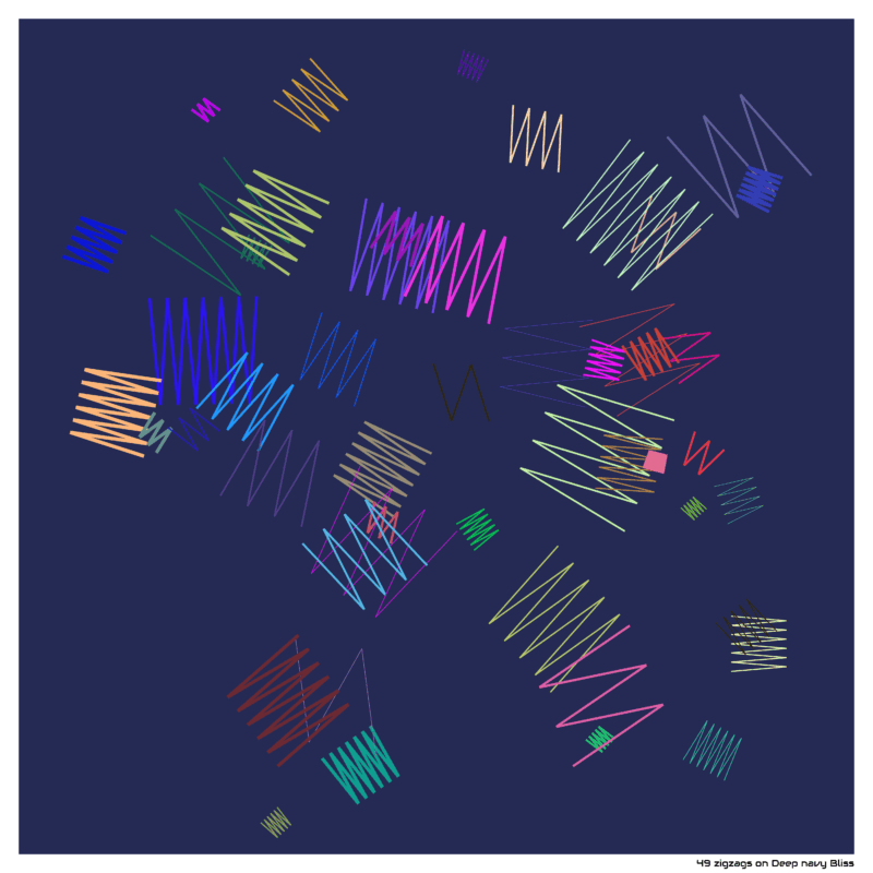 49 zigzags on Deep navy Bliss
