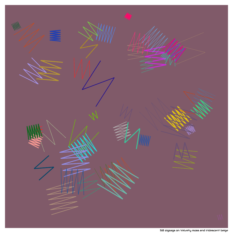 50 zigzags on Velvety moss and Iridescent beige