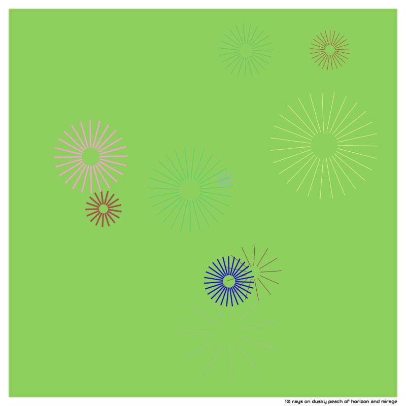 10 rays on dusky peach of horizon and mirage