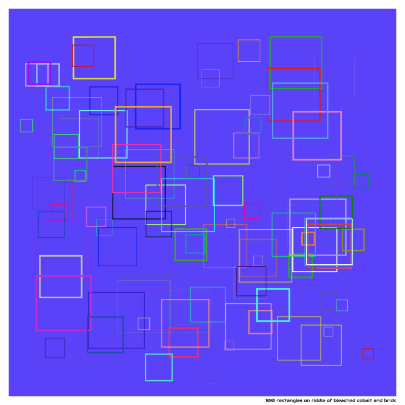 100 rectangles on riddle of bleached cobalt and brick