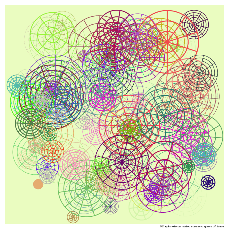 101 spinnets on muted rose and gleam of trace