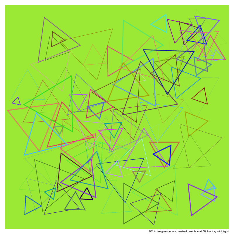 101 triangles on enchanted peach and flickering midnight
