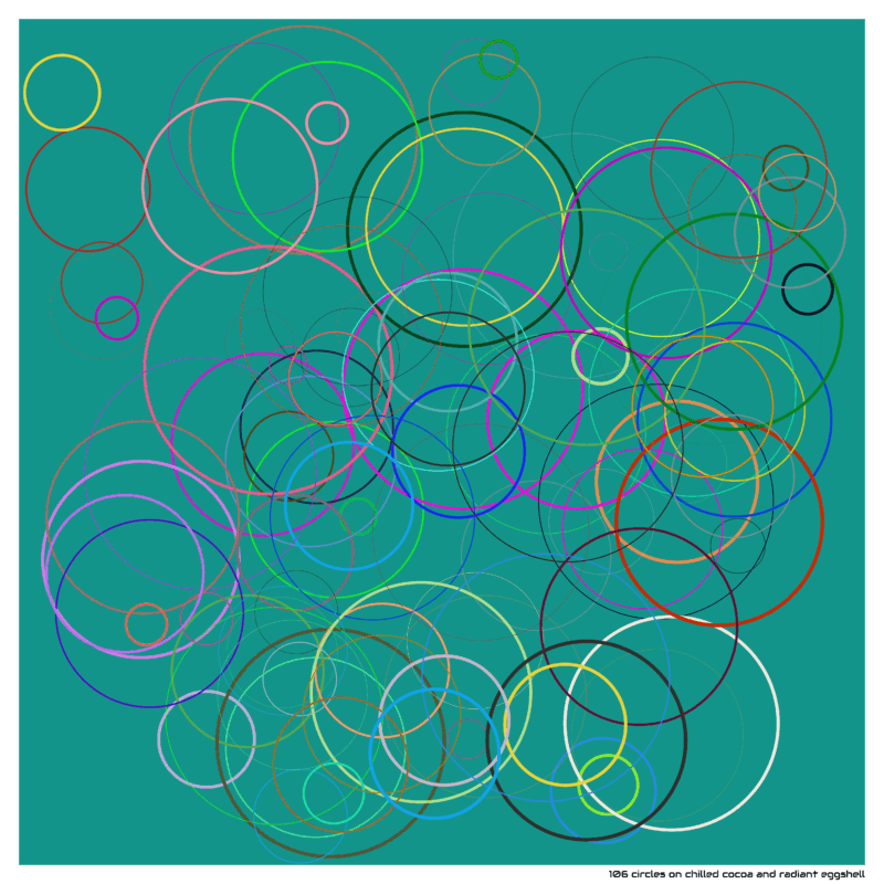 106 circles on chilled cocoa and radiant eggshell