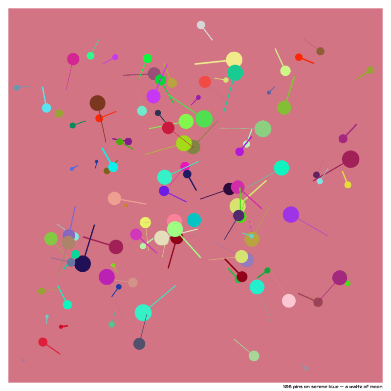 106 pins on serene blue — a waltz of moon