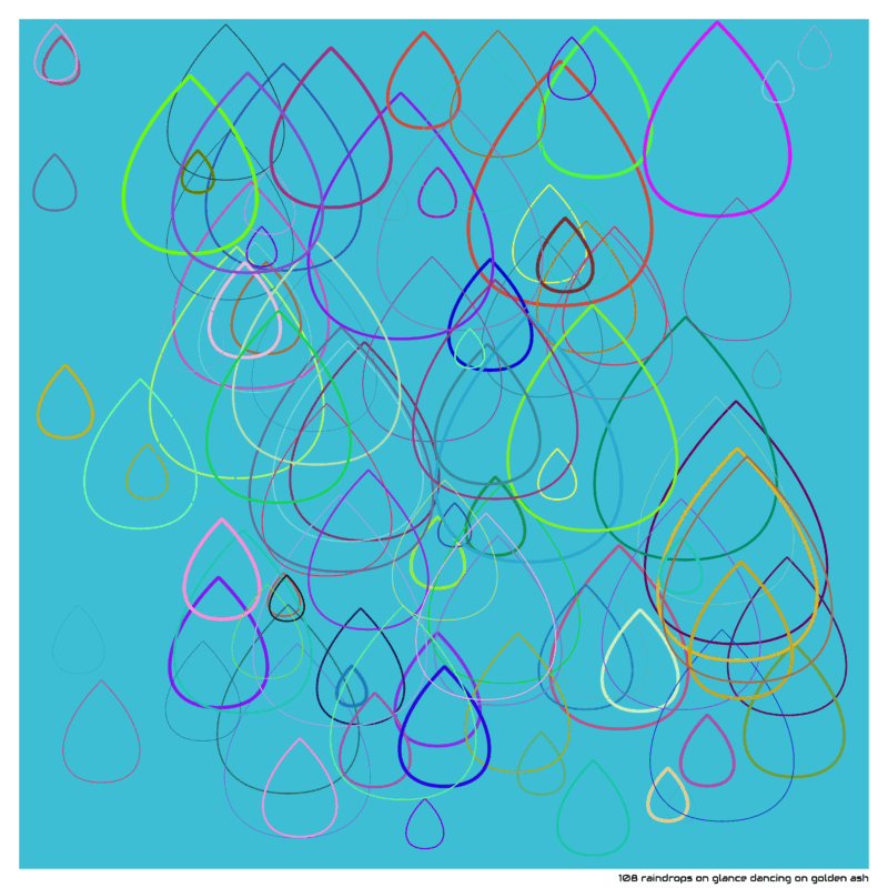 108 raindrops on glance dancing on golden ash
