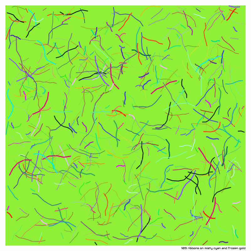 109 ribbons on misty cyan and frozen gold
