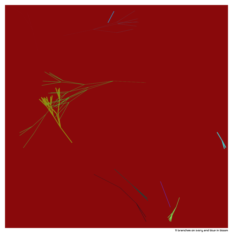 11 branches on ivory and blue in bloom