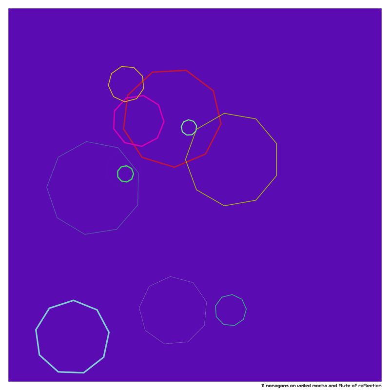 11 nonagons on veiled mocha and flute of reflection
