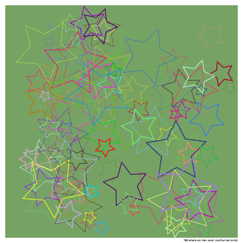 110 stars on tan over nocturnal brick