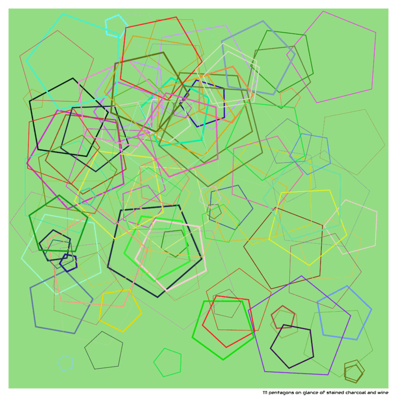 111 pentagons on Glance of Stained charcoal and wine