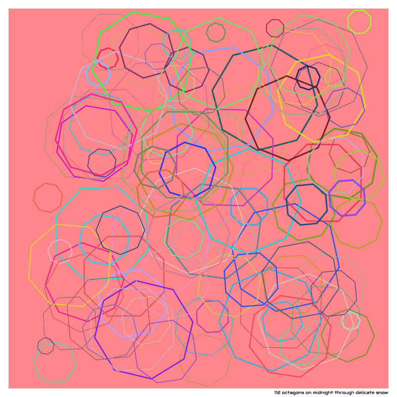 112 octagons on midnight through delicate snow