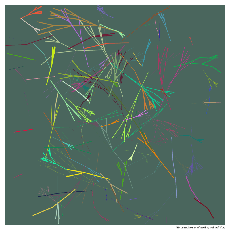 113 branches on fleeting ruin of fog