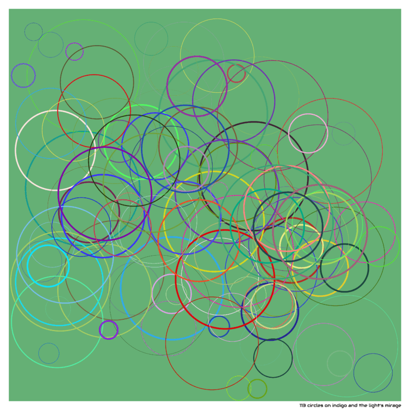 113 circles on indigo and the light’s mirage