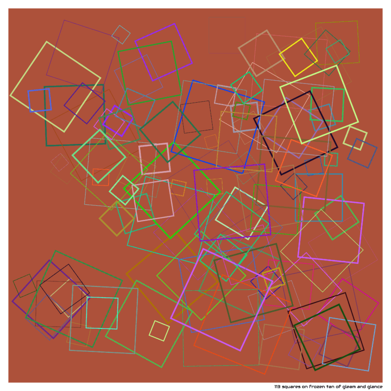 113 squares on frozen tan of gleam and glance