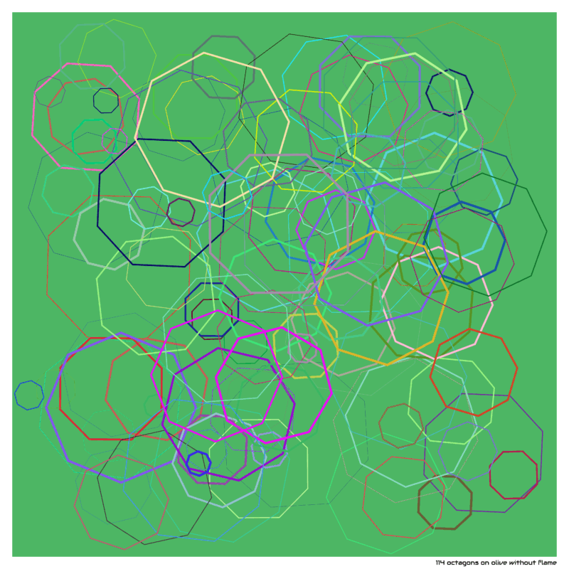 114 octagons on olive without flame