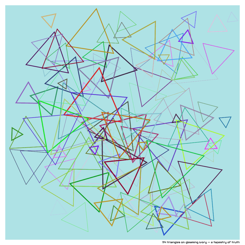 114 triangles on gleaming ivory — a tapestry of truth