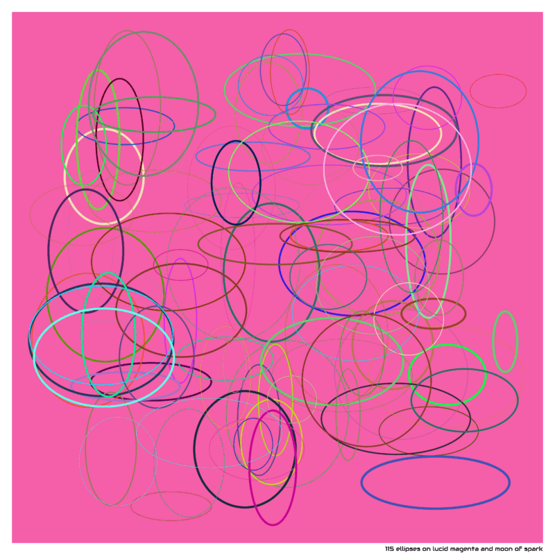 115 ellipses on lucid magenta and moon of spark