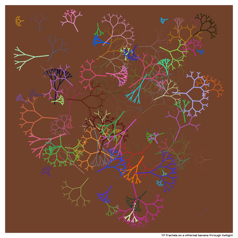117 fractals on a ethereal banana through twilight