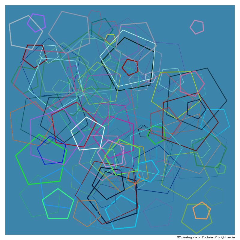 117 pentagons on fuchsia of bright sepia