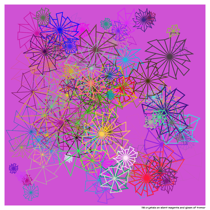 118 crystals on silent magenta and gleam of tremor