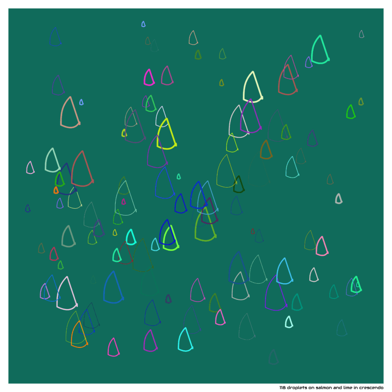 118 droplets on salmon and lime in crescendo