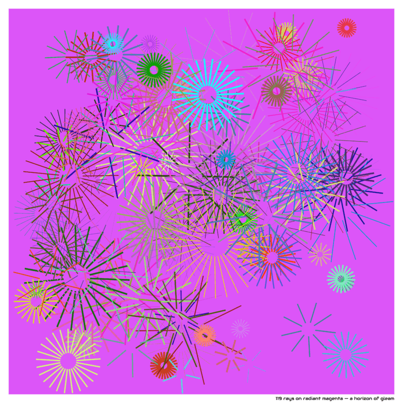 119 rays on radiant magenta — a horizon of gleam