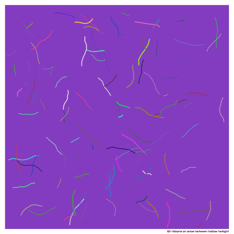 121 ribbons on snow between hollow twilight