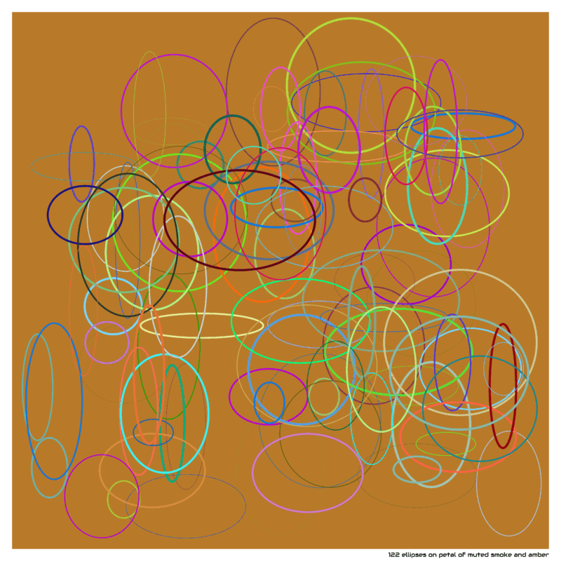 122 ellipses on petal of muted smoke and amber